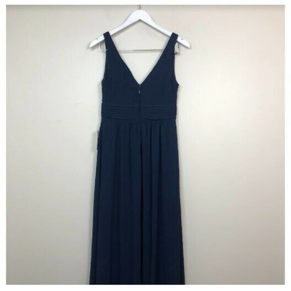 LuLu's Women's Sleeveless Plunging Neck Chiffon A-Line Maxi Dress Blue S, NWT - Picture 4 of 5